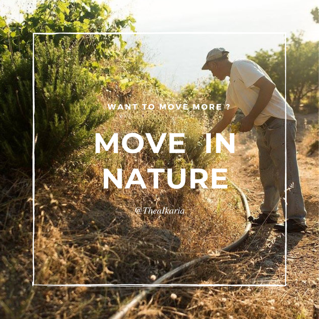 Want to move more in nature picture with a farmer watering his plants